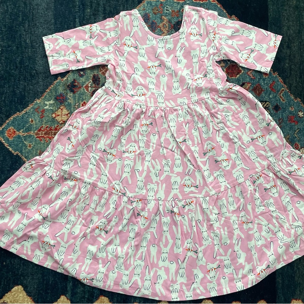BRAND NEW - BUNNY DRESS - Hanna Andersson Tiered Skater Size 12
